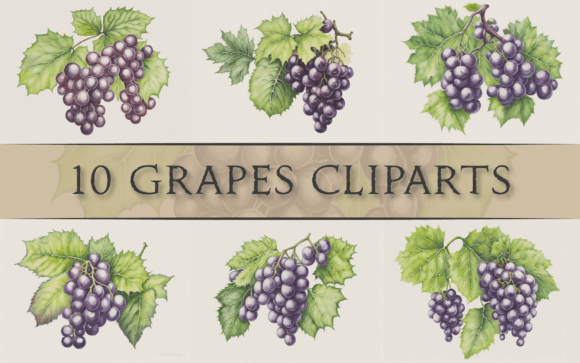 10 Grapes Cliparts Illustrations: A Harvest of Design Versatility