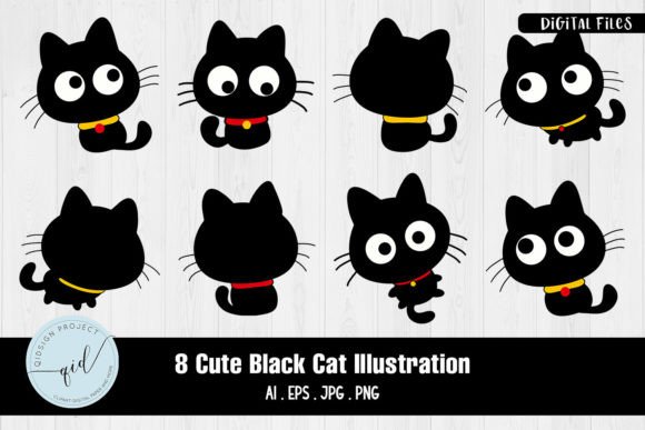 8 Cute Black Cat Illustrations for Creative Projects