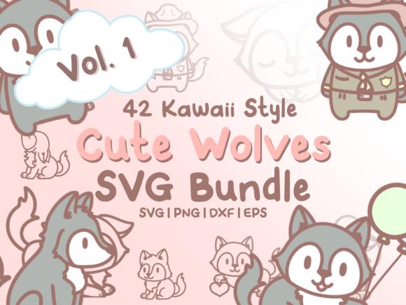 Adorable Charm: The Versatility of Cute Wolves SVG Illustrations