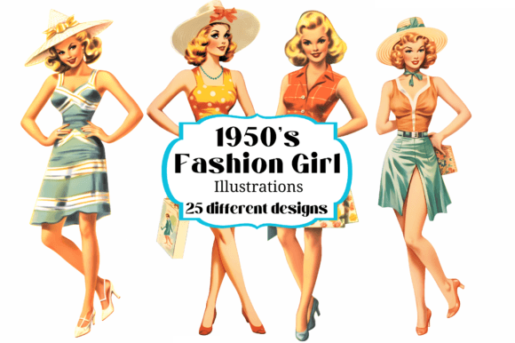 Charming 1950s Fashion Illustrations for Modern Creatives