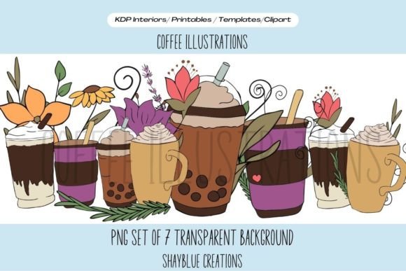 Coffee and Flowers PNG Illustrations: Elevate Your Creative Projects
