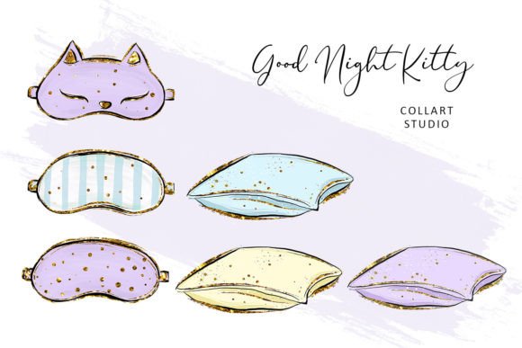 Cute Kittens Illustrations: A Hand Drawn Good Night Clipart Set