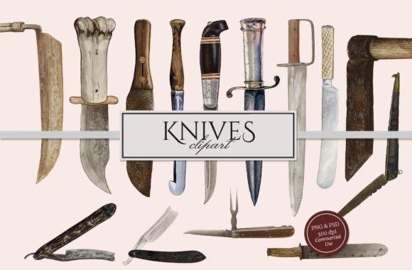 Elevate Your Projects with Vintage Knife Clipart Illustrations