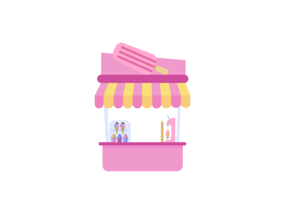 Isometric Ice Cream Store Illustrations: A Sweet Design Asset