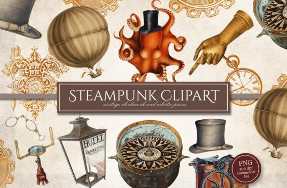 Steampunk Clipart Illustrations: A Digital Asset Kit for Creators