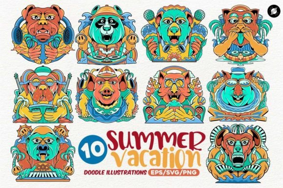 Summer Vacation Doodle Illustrations: A Creative Toolkit for Designers