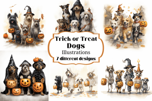 Trick-or-Treat Dogs: Halloween Design Assets