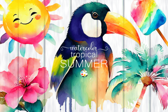 Tropical Summer Watercolor Illustrations: A Creative Toolkit